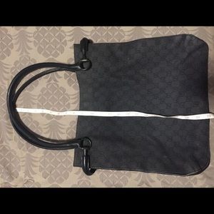 Vintage Gucci Denim and Pebble leather tote